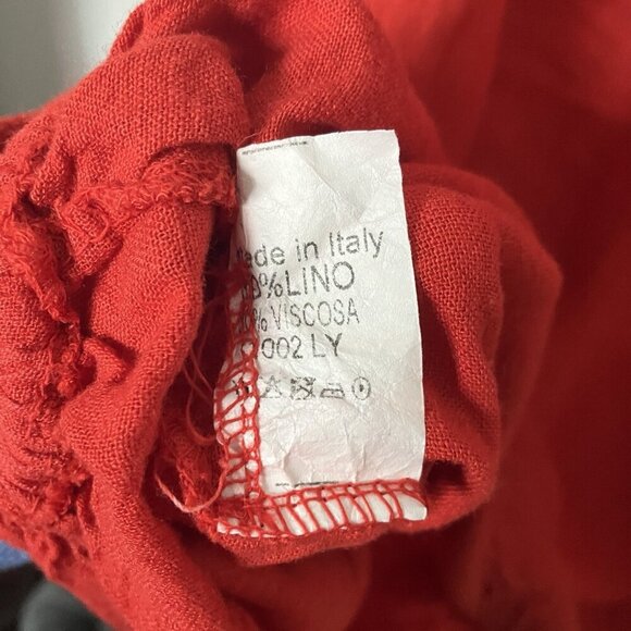 Womens Shirt Dress Linen Blend Hooded Lagenlook O/S Red Beach Coastal - Picture 6 of 8